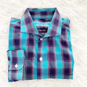 PURA SANGRE Slim Fit Plaid Shirt XL